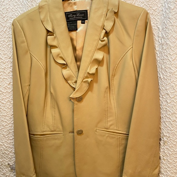 NWT Terry Lewis luxury Lined tan Leather Jacket. - Picture 8 of 8
